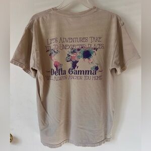 Delta Gamma Map Graphic Tee - Beige with Purple & Teal  comfort colors medium